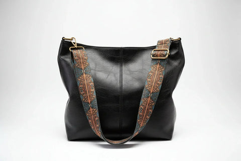 Solid Color Tote Bag for Women | Classic Shopper | Everyday Tote | Black / Brown