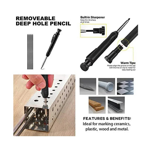 8-in-1 Multi-Function Construction Pencil | Scribing Tool | Multifunctional Carpenter Pencil