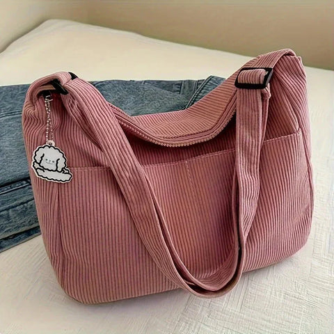 Corduroy Shoulder Bag for Women | Fashionable Crossbody | 4 Color Options | Cord Tasche
