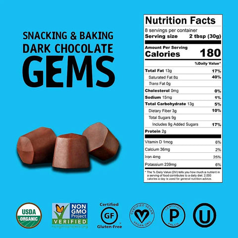 Hu Dark Chocolate Gems | 255g (9oz) | Vegan | Organic | Paleo | Kosher | Clean Chocolate