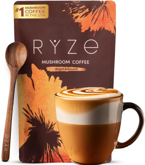RYZE Mushroom Coffee Medium Roast | Organic Adaptogenic | 30 Portionen