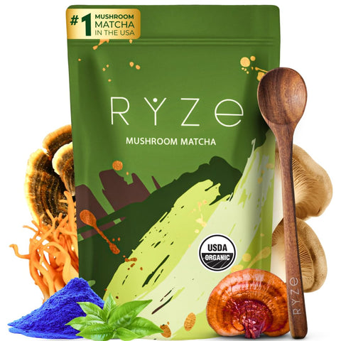 RYZE Mushroom Matcha Starter Kit | Organic Adaptogenic | 60 Portionen