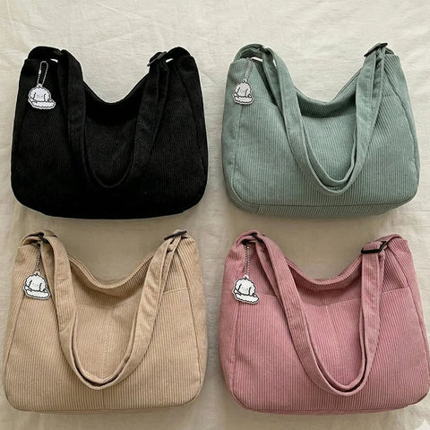 Corduroy Shoulder Bag for Women | Fashionable Crossbody | 4 Color Options | Cord Tasche