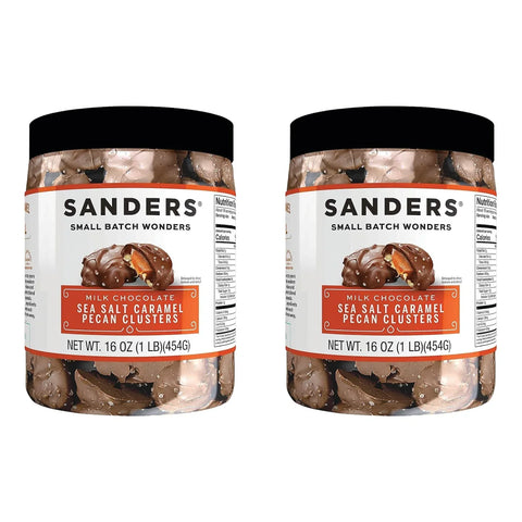 Sanders Milk Chocolate Sea Salt Caramel Pecan Clusters - 454g (16 Oz / 1 LB)