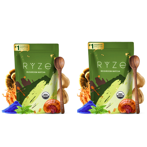 RYZE Mushroom Matcha Starter Kit | Organic Adaptogenic | 60 Portionen